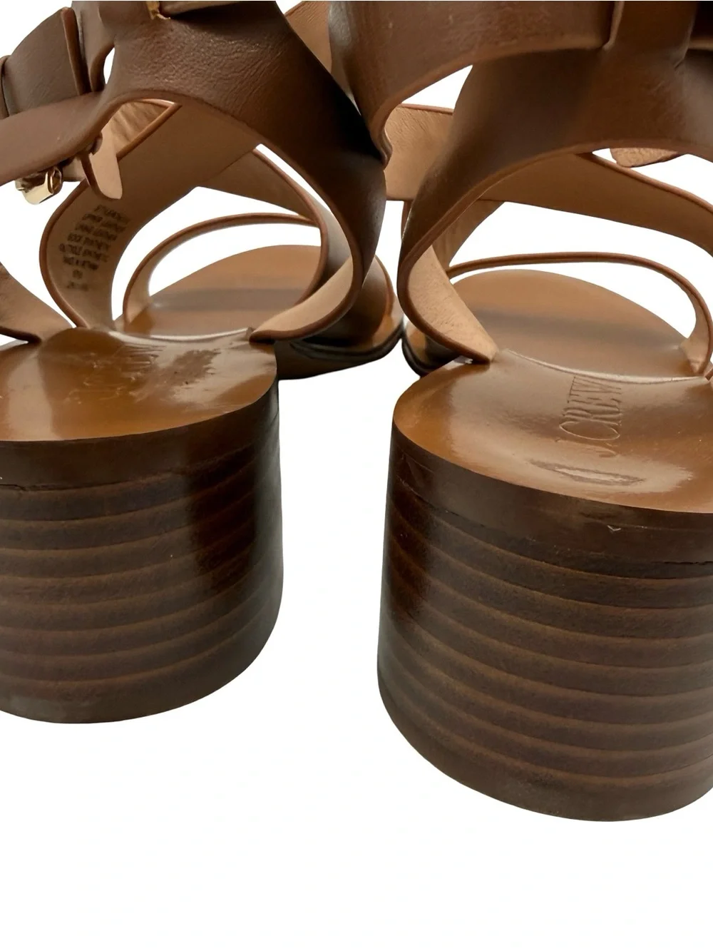 J Crew Cross-strap block-heel sandals in leather Brown Travel Vacation Wedding